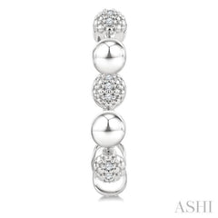 1/10 Ctw Bold Bead Design Round Cut Diamond Fashion Half Hoop Earrings in Sterling Silver
