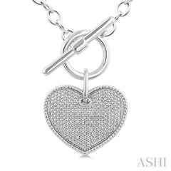 1/10 Ctw Heart Toggle Round Cut Diamond Fashion Necklace in Sterling Silver