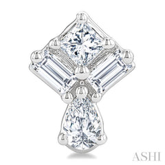 1/3 Ctw Mixed Cut Diamond Fashion Earrings in 14K White Gold