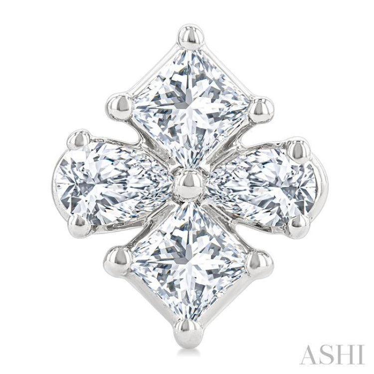 1/3 Ctw Princess and Pear Cut Diamond Fashion Earrings in 14K White Gold