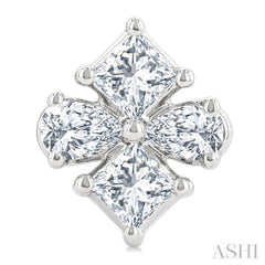 1/3 Ctw Princess and Pear Cut Diamond Fashion Earrings in 14K White Gold