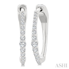 1/4 Ctw Round Cut Diamond Graduated Riviera Hoop Earrings in 14K White Gold