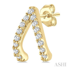 1/6 Ctw Wishbone Single Cut Diamond Petite Earrings in 10K Yellow Gold