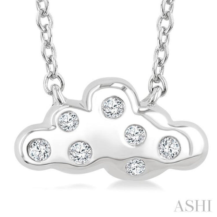 1/20 Ctw Cloud Round Cut Diamond Petite Fashion Pendant With Chain in 10K White Gold