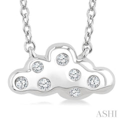 1/20 Ctw Cloud Round Cut Diamond Petite Fashion Pendant With Chain in 10K White Gold