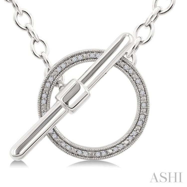 1/10 Ctw Circle Toggle Round Cut Diamond Fashion Necklace in Sterling Silver