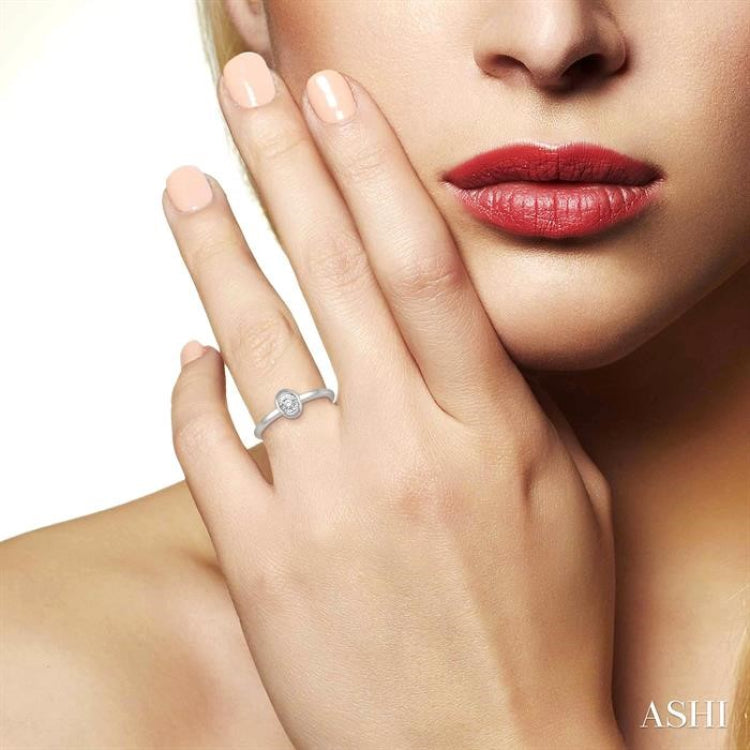 1/50 Ctw Oval Shape Round Cut Diamond Promise Ring in 10K White Gold