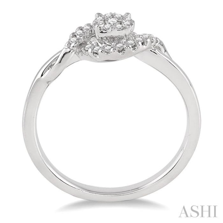 1/5 Ctw Lovebright Round Cut Diamond Engagement Ring in 14K White Gold