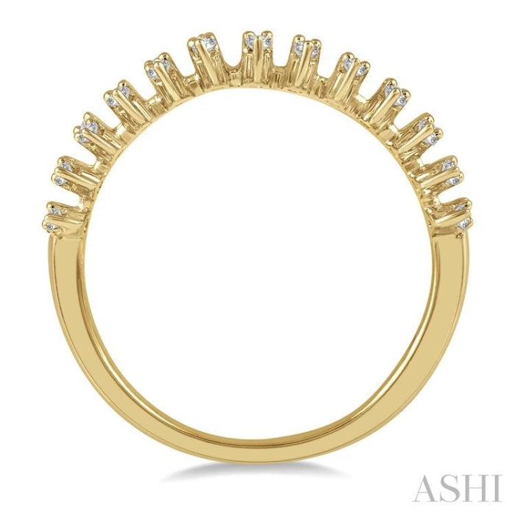 1/2 Ctw Twin Face Bar Row Baguette and Round Cut Diamond Fashion Band in 14K Yellow Gold