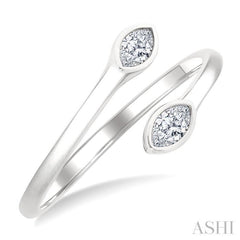 1/5 Ctw Split Single Coil Bezel Set Marquise Cut Diamond Open Fashion Ring in 14K White Gold