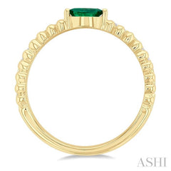 5x2.5 MM Marquise Shape Emerald and 1/5 Ctw Round Cut Diamond Precious Split Twin Ring in 10K Yellow Gold