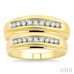 1/3 Ctw Round Cut Diamond Duos Ring Set in 10K Yellow Gold