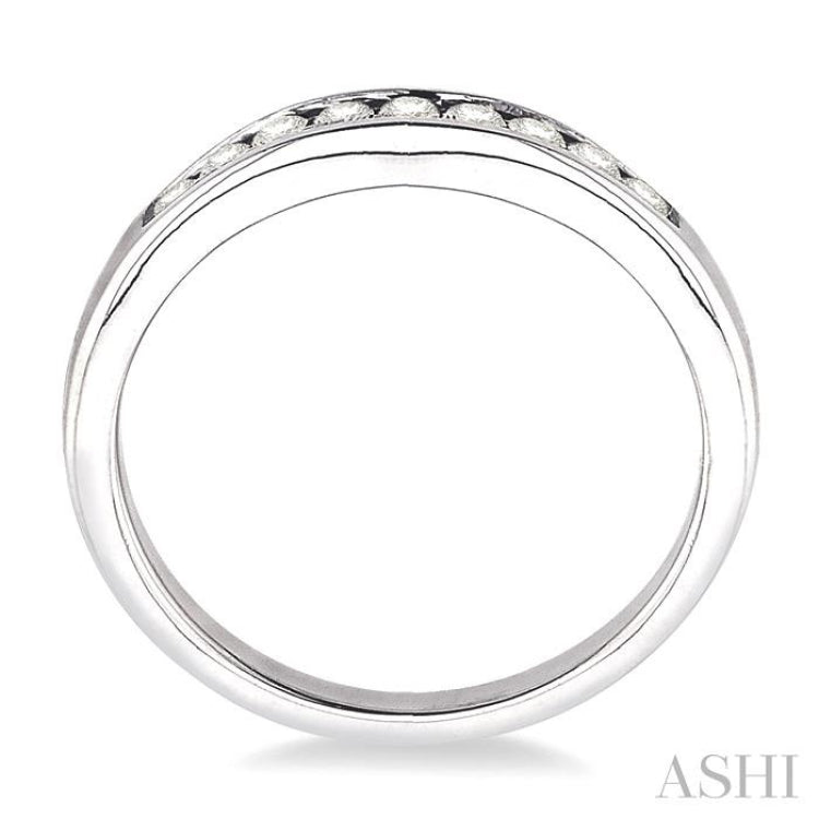 1/6 Ctw V Shape Round Cut Diamond Matching Wedding Band in 14K White Gold