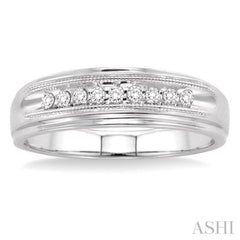 1/8 Ctw Round Cut Diamond Men's Ring in 14K White Gold