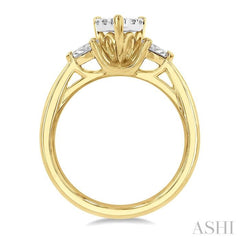 5/8 Ctw Pear Shape Lovebright Pear and Round Cut Diamond Engagement Ring in 14K Yellow and White Gold