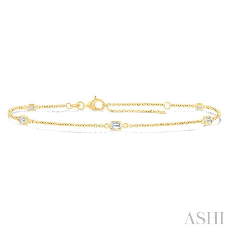 1/2 Ctw Emerald Cut Diamond Station Bracelet in 14K Yellow Gold