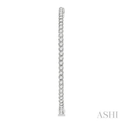 3 Ctw Inside-Out Round Cut Diamond 1 3/4 Inch Hoop Earrings in 14K White Gold