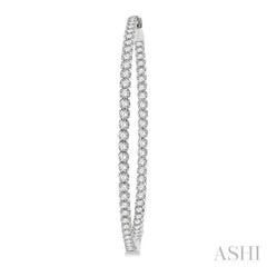 3 Ctw Inside-Out Round Cut Diamond 1 3/4 Inch Hoop Earrings in 14K White Gold