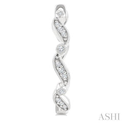 1/8 Ctw Wavy Pattern Single Cut Diamond Fashion Hoop Earrings in 10K White Gold