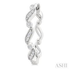 1/8 Ctw Wavy Pattern Single Cut Diamond Fashion Hoop Earrings in 10K White Gold
