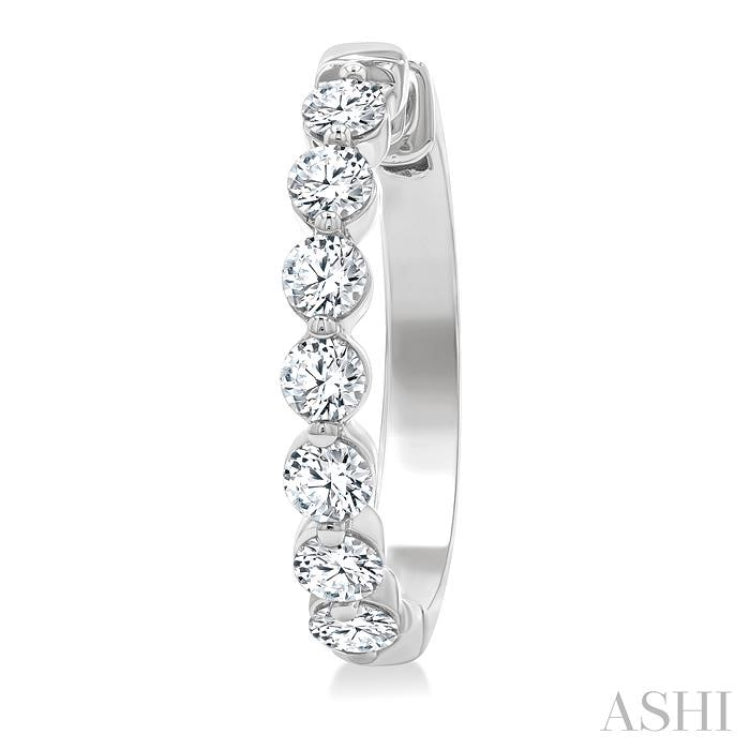 2 Ctw Prong Set Round Cut Diamond Hoop Earrings in 14K White gold