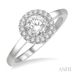 1/10 Ctw Round Cut Diamond Halo Semi-Mount Engagement Ring in 14K White Gold