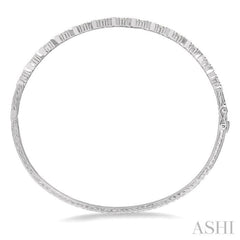 2 Ctw Zigzag Baguette and Round Cut Diamond Bangle in 14K White Gold