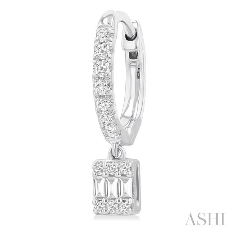 1/3 Ctw Petite Rectangle Shape Fusion Diamond Fashion Huggies in 10K White Gold