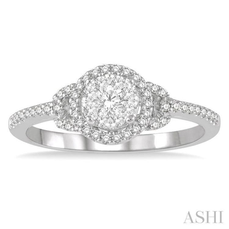 1/3 Ctw Lovebright Round Cut Diamond Engagement Ring in 14K White Gold