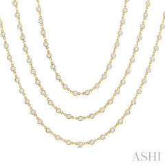 10 Ctw Bezel Set Round Cut Diamond Layered 60-Inch Necklace in 14K Yellow Gold