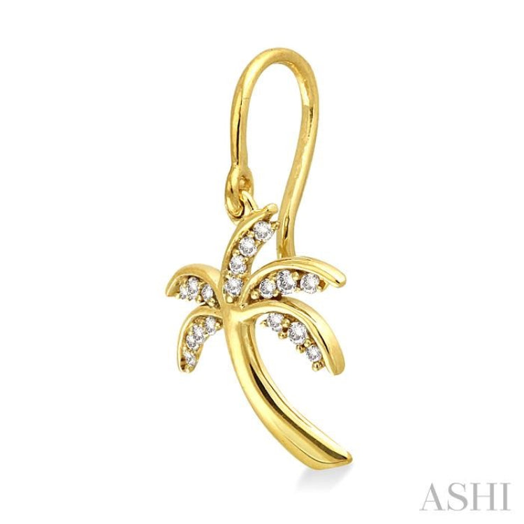 1/4 Ctw Palm Tree Round Cut Diamond Earrings in 10K Yellow Gold