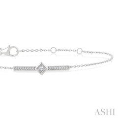 1/10 Ctw Round Cut Diamond Horizontal Bar Fashion Chain Bracelet in 10K White Gold