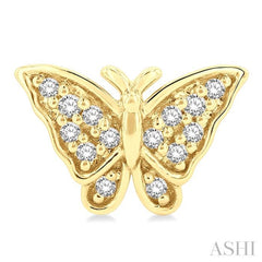 1/10 Ctw Petite Butterfly Round Cut Diamond Fashion Stud Earring in 10K Yellow Gold