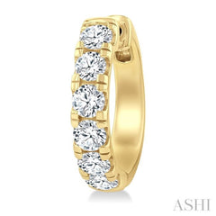 3 Ctw Round Cut Diamond Hoop Earrings in 14K Yellow gold