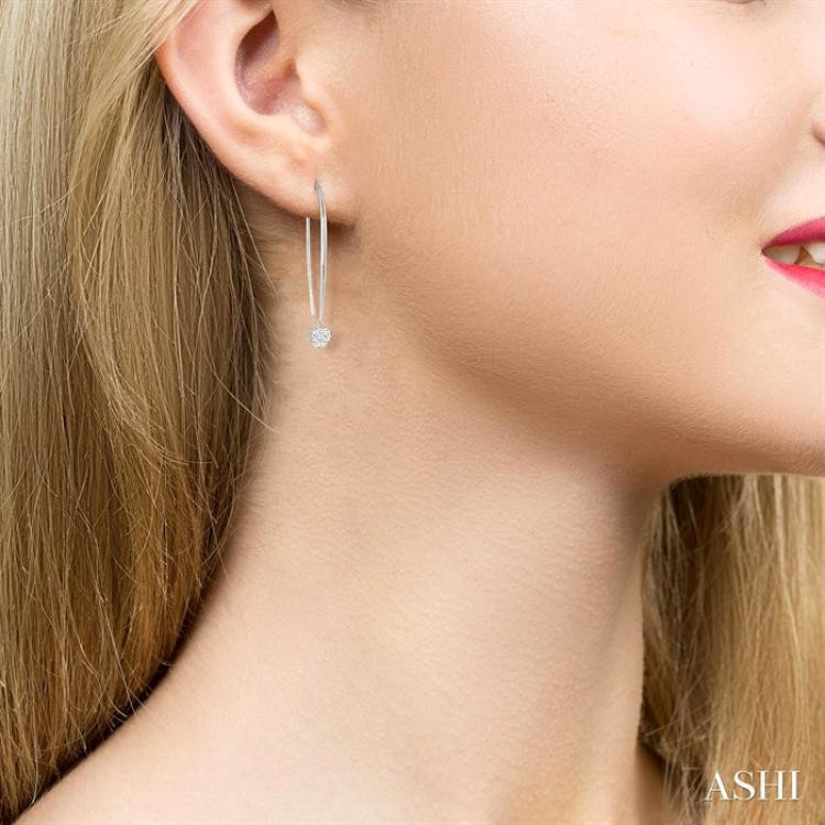 1/2 Ctw Heart Shape Lovebright Round Cut Diamond Earring in 14K White Gold