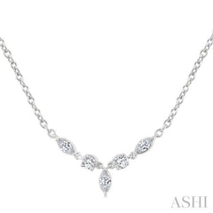 1/3 Ctw Marquise & Round Cut Diamond Necklace in 14K White Gold