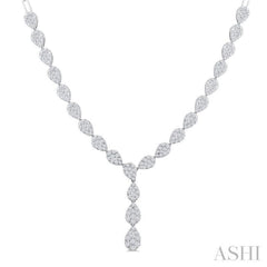 2 5/8 Ctw Lovebright Pear Shape Round Cut Diamond Fashion Necklace in 14K White Gold