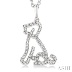 1/6 Ctw Petite Sitting Dog Round Cut Diamond Fashion Pendant With Chain in 10K White Gold