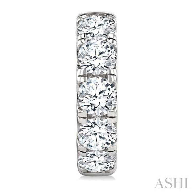 5 Ctw Round Cut Diamond Hoop Earrings in 14K White gold