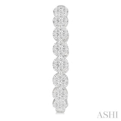 2 Ctw Circular Link Lovebright In-Out Round Cut Diamond Hoop Earring in 14K White Gold