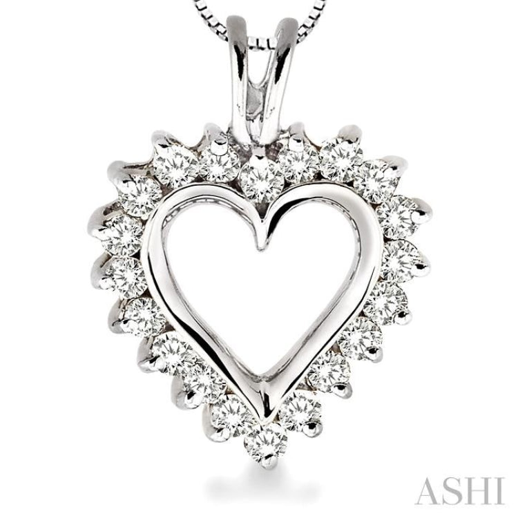 1/2 Ctw Round Cut Diamond Heart Pendant in 14K White Gold with Chain
