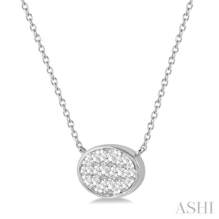 1/3 Ctw Oval Shape Lovebright Diamond Pendant With Chain in 14K White Gold
