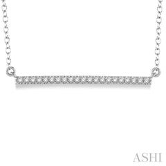 1/6 Ctw Horizontal Bar Round Cut Diamond Necklace With Link Chain in 10K White Gold