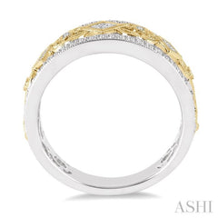 5/8 Ctw Round and Princess Cut Diamond Wide Band in 14K White and Yellow Gold