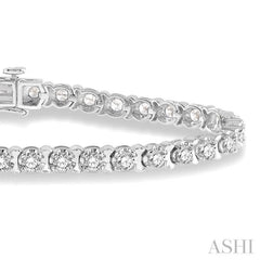 4 Ctw Round Cut Diamond Tennis Tulip Bracelet in 14K White Gold