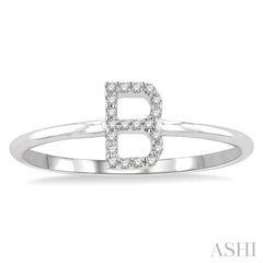 1/20 Ctw Initial 'B' Round Cut Diamond Fashion Ring in 10K White Gold