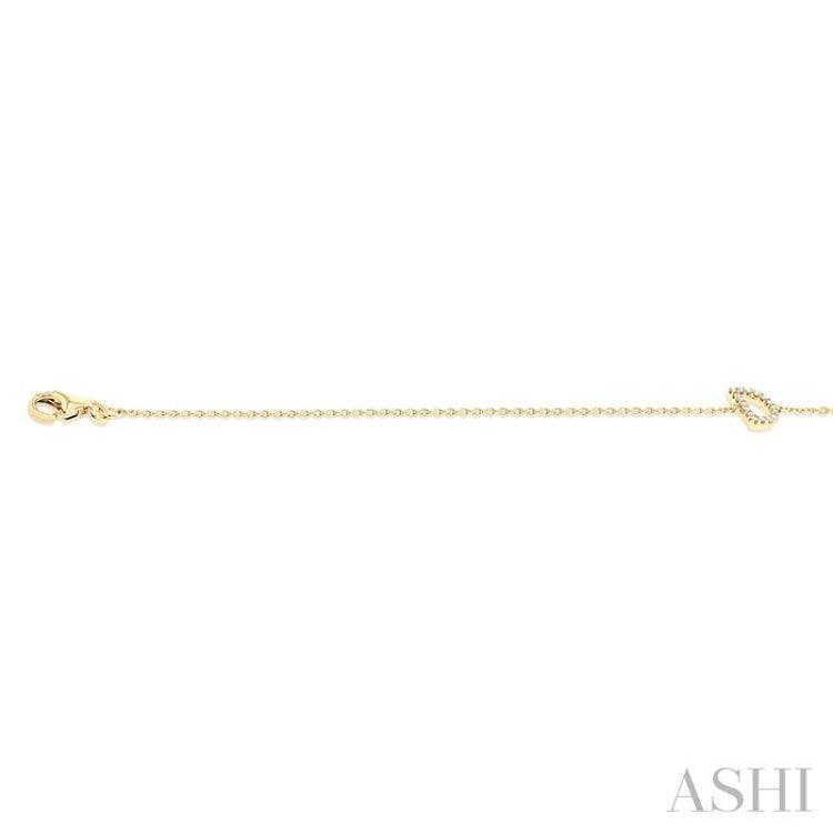 1/20 Ctw Initial 'D' Round Cut Diamond Bracelet in 10K Yellow Gold