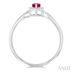 5x3 MM Pear Shape Pink Tourmaline and 1/20 Ctw Round Cut Diamond Halo Semi-Precious Ring in 10K White Gold