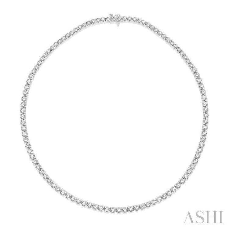 15 Ctw Round Cut Diamond Tennis Necklace in 14K White Gold