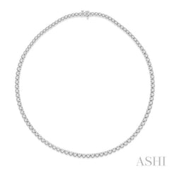 15 Ctw Round Cut Diamond Tennis Necklace in 14K White Gold